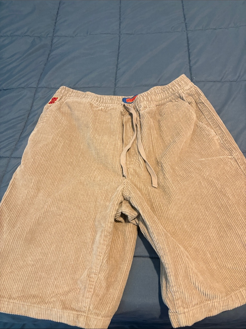 pop Men's Light Beige Corduroy Drawstring Shorts